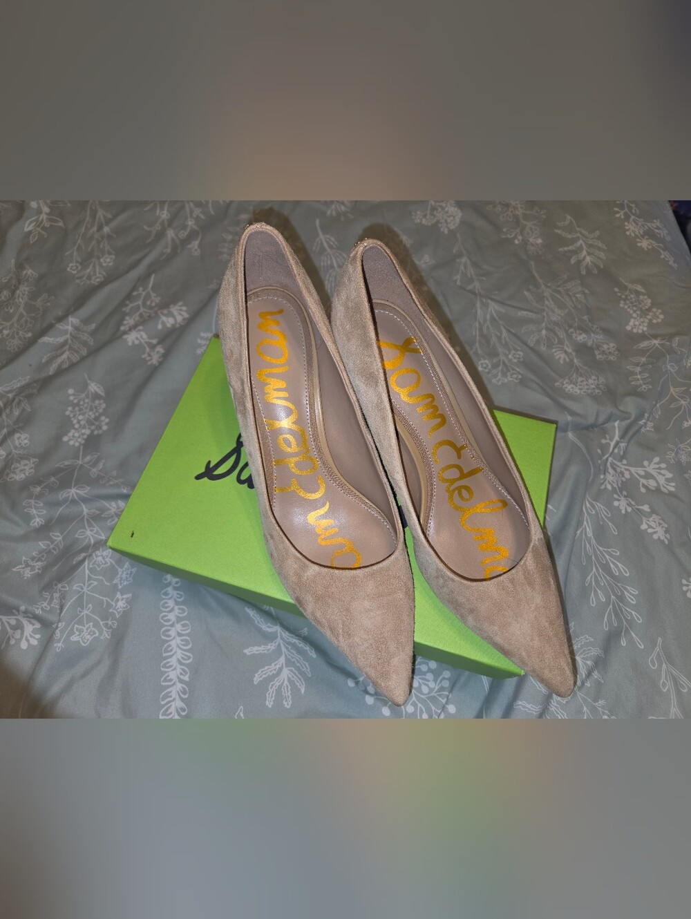 Sam Edelman Beige Suede Pointed Toe Pumps